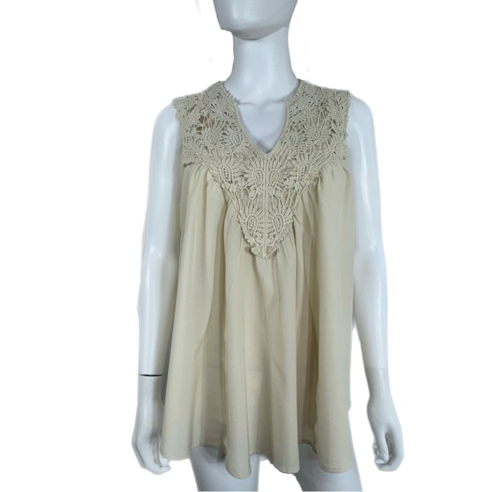 Molly Bracken Crochet Sleeveless Peasant Top
